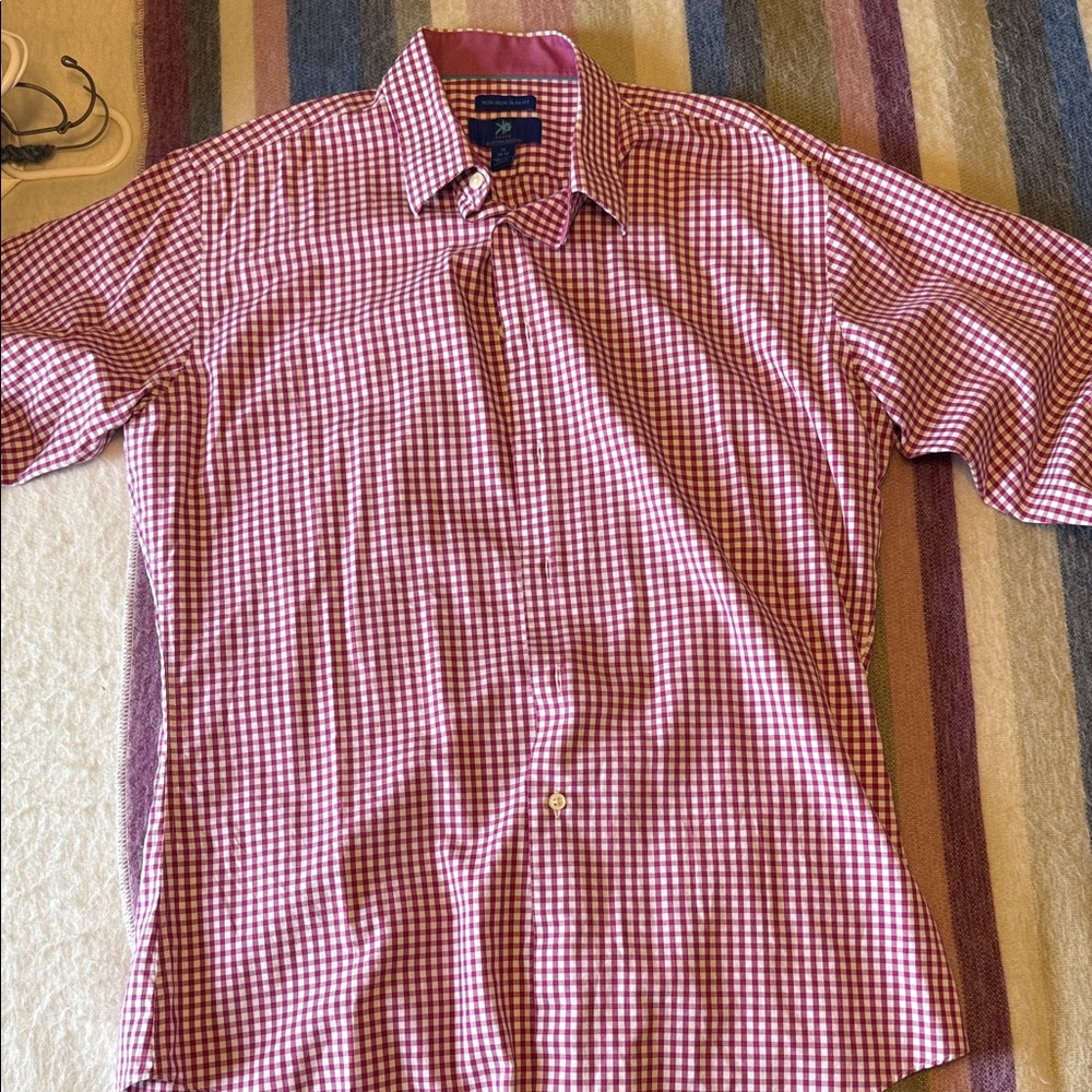 Egara Red and White Checkered Egyptian Cotton Dress Shirt